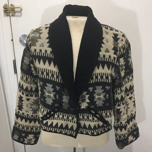 VINTAGE NEW IDENTITY CROPPED AZTEC JACKETS SIZE L - Picture 2 of 11